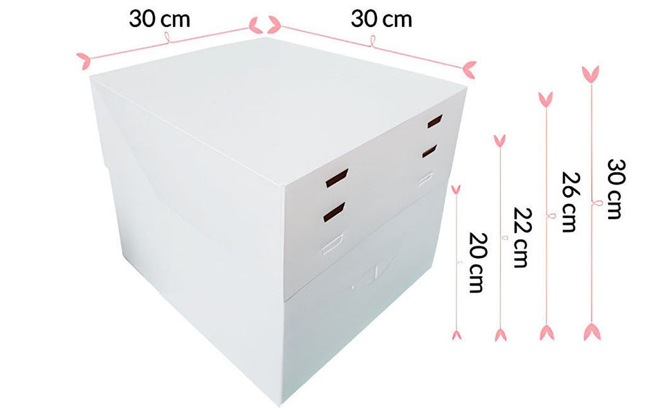 Adjustable Tall White Wedding Cake Box 12 x 12 x 8-12 Inches