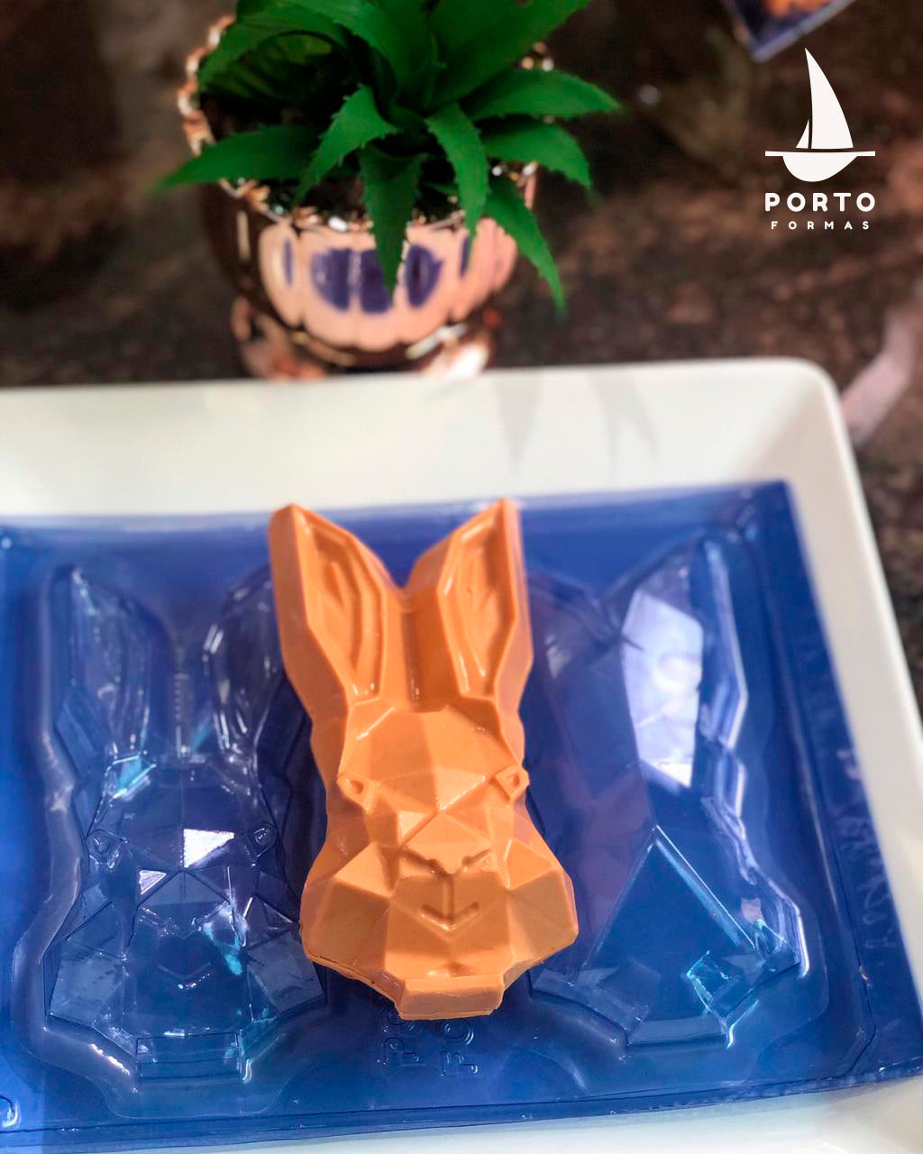 Geometric Rabbit Face Chocolate Mould