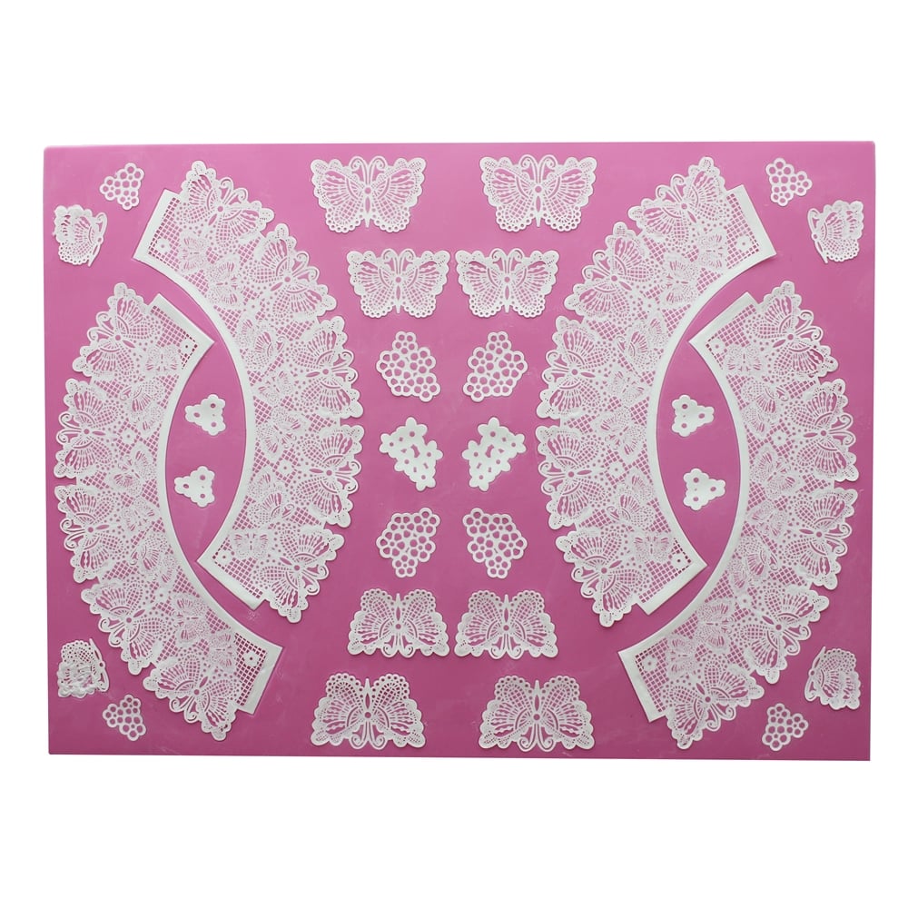 Butterflies - 3D Large Lace Cupcake Wrapper Mat