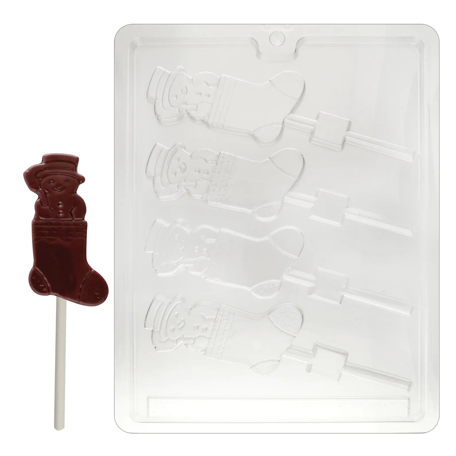 Snowman in Stocking Lollipop Chocolate Candy Mould