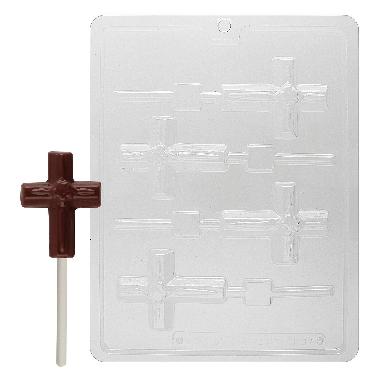 Small Cross with Flower Lollipop Chocolate Candy Mould
