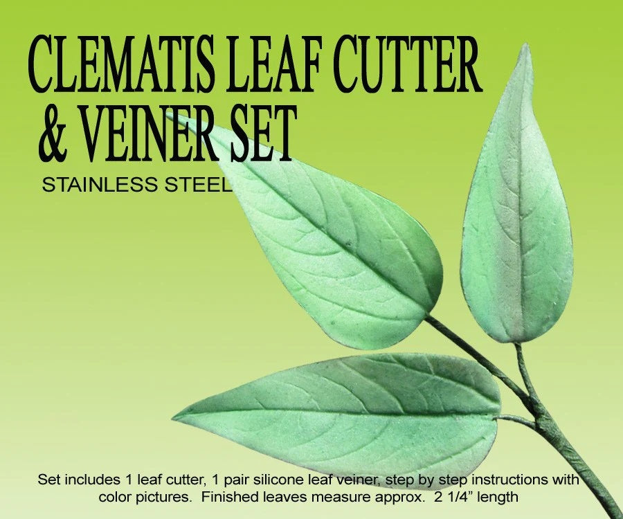 CLEMATIS LEAF GUMPASTE CUTTER AND VEINER SET