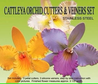 CATTLEYA ORCHID GUMPASTE CUTTER AND VEINER SET