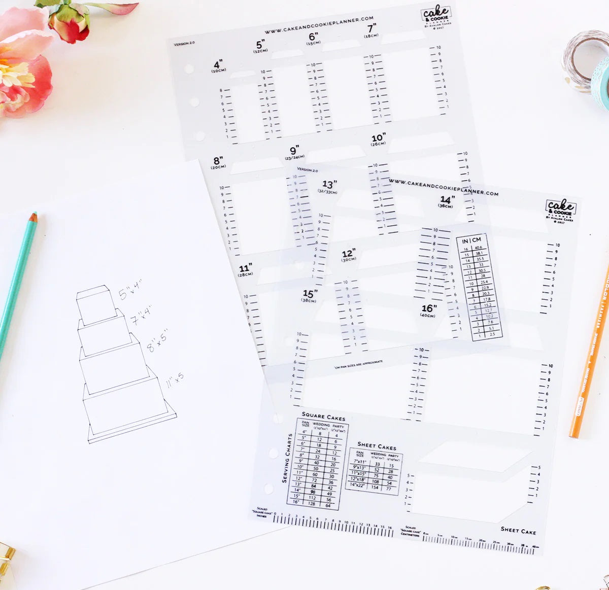 Square Cake Sketching Templates v 2.0