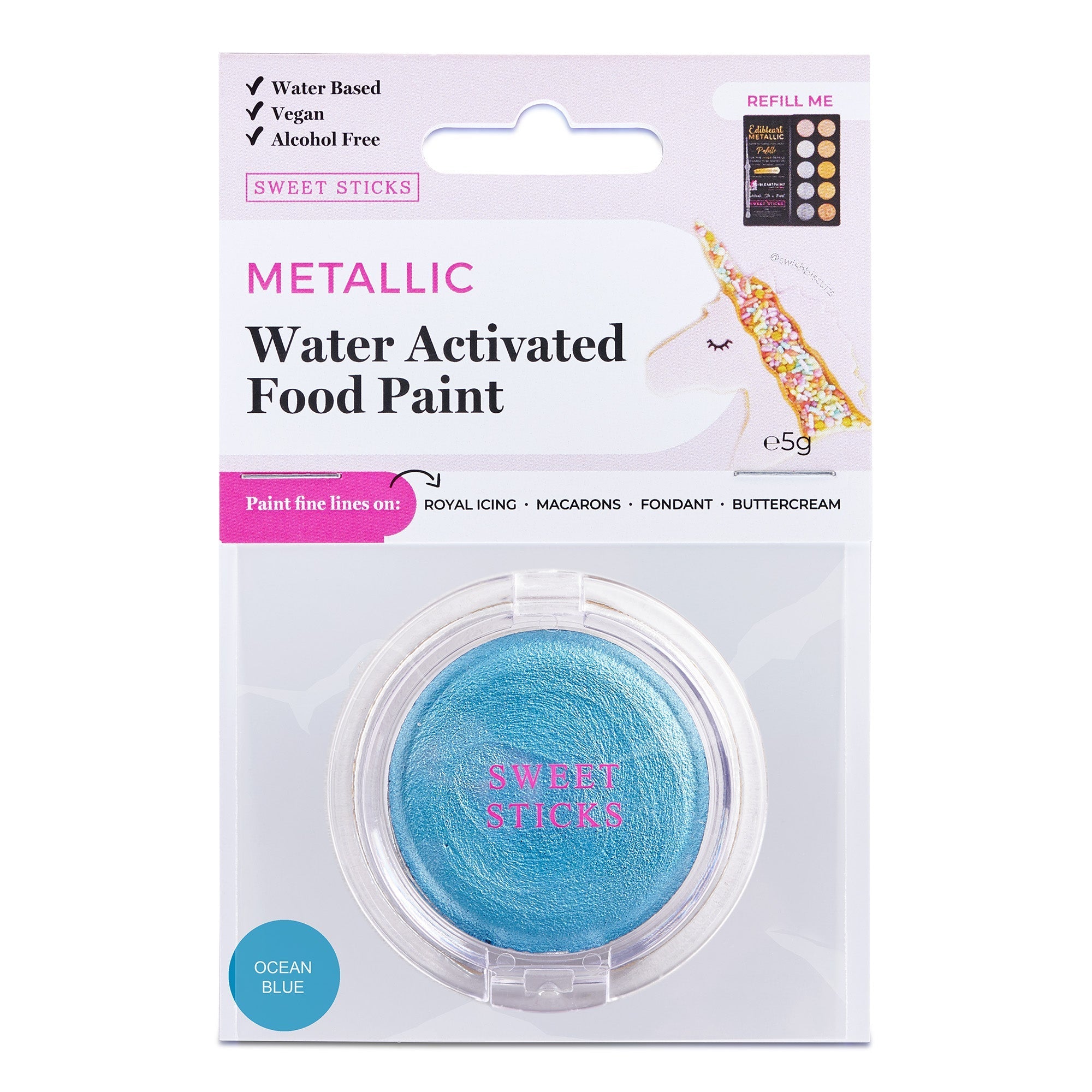 Water Activated Edible Paints - Sweet Sticks - Ocean Blue
