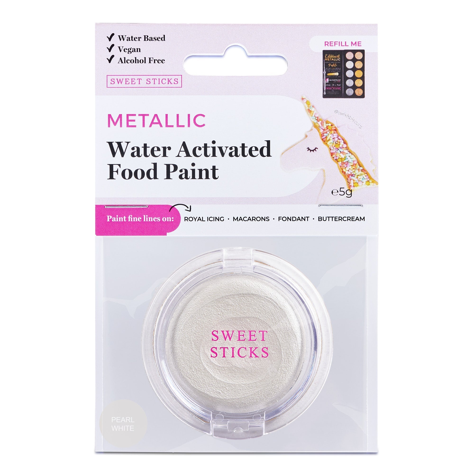Water Activated Edible Paints - Pearl White
