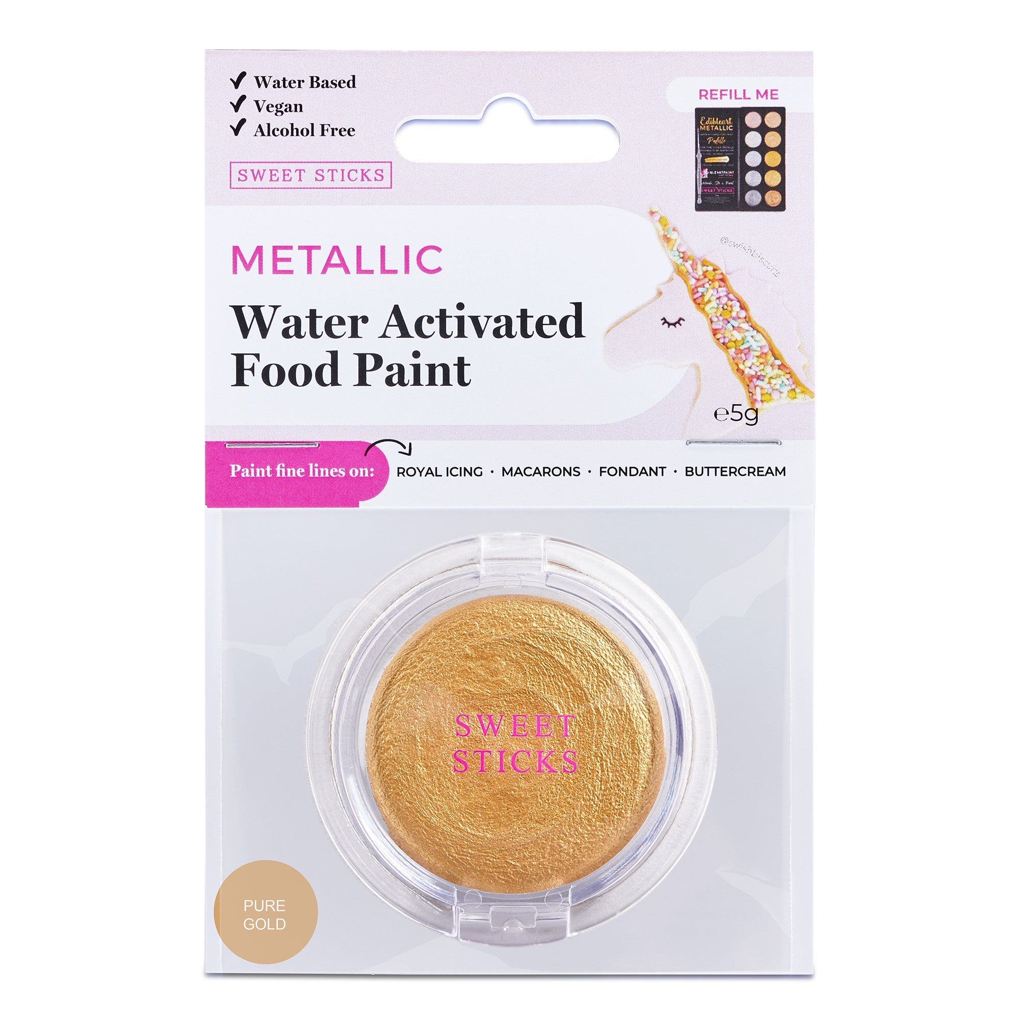 Water Activated Edible Paints - Pure Gold