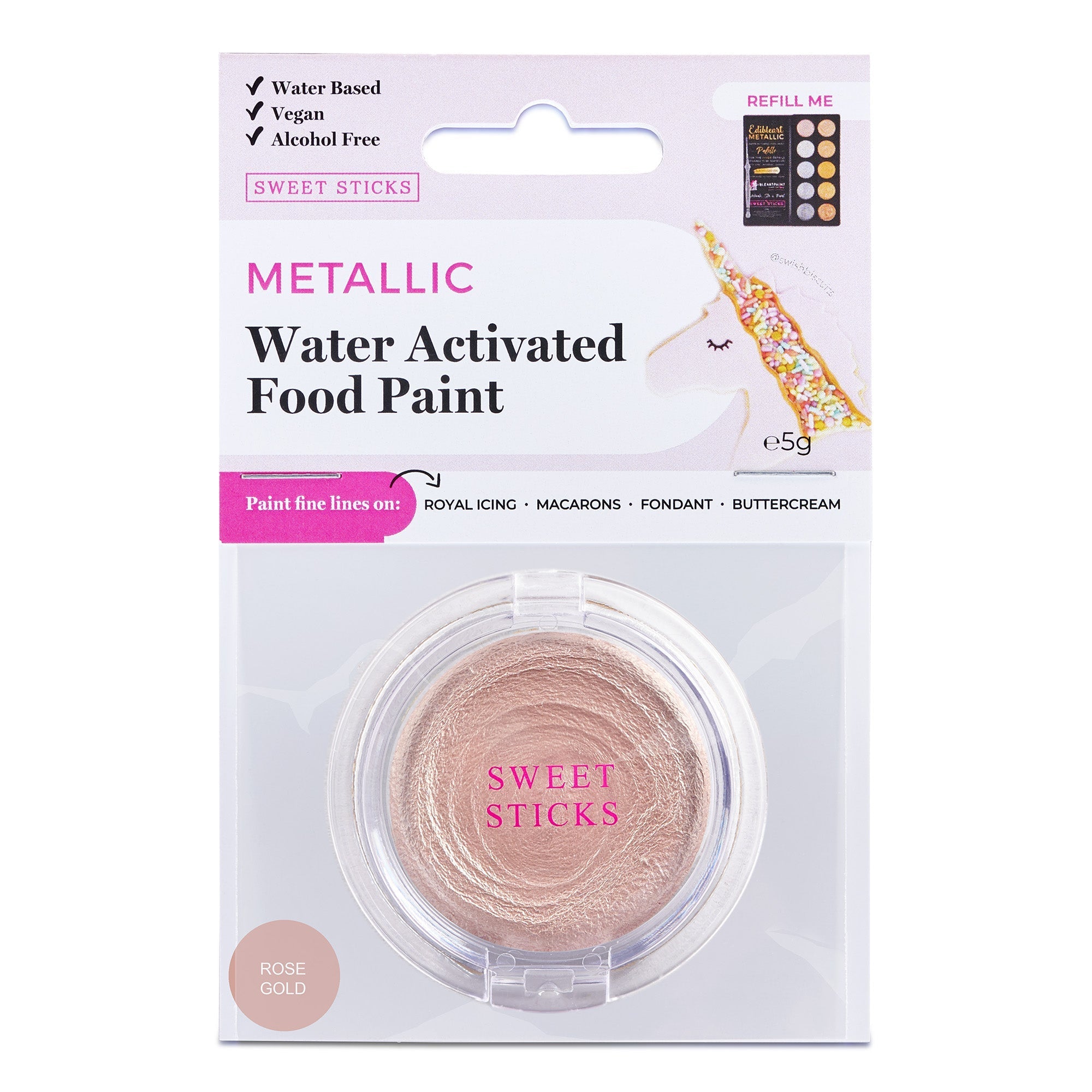 Water Activated Edible Paints - Sweet Sticks - Rose Gold