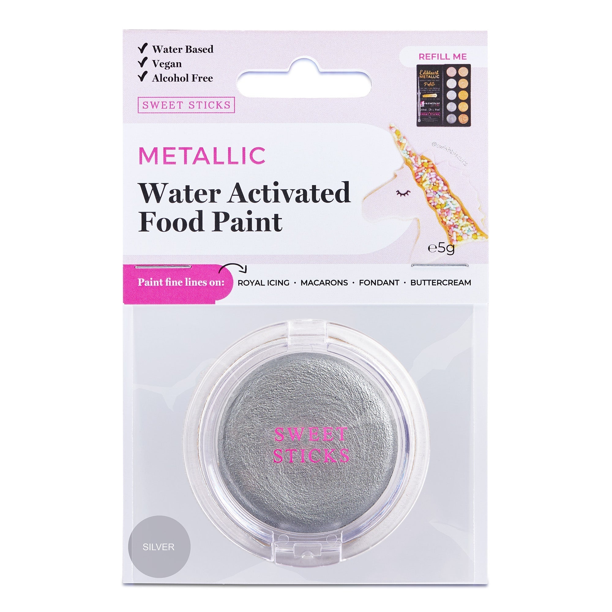 Water Activated Edible Paints - Silver