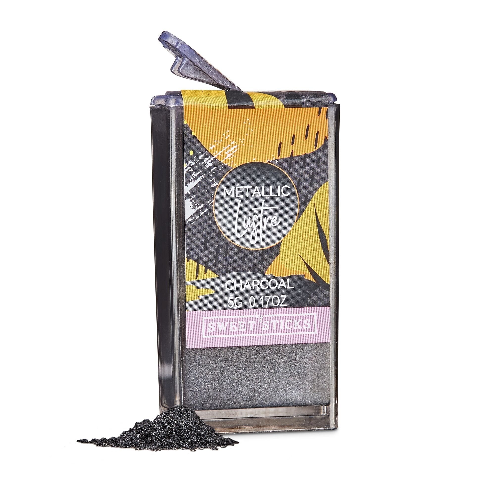 SWEETSTICKS 100% Edible Metallic Lustre Dust - 5g - Charcoal