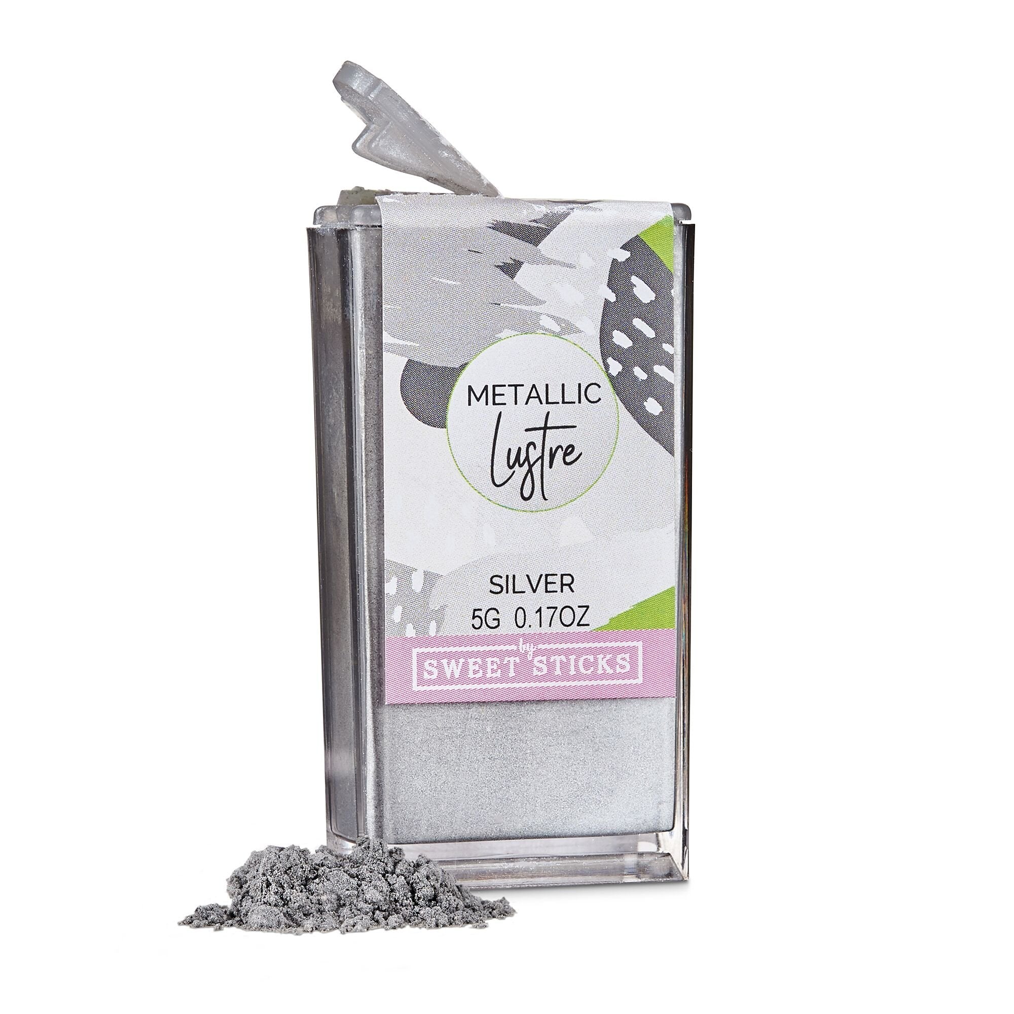 SWEETSTICKS 100% Edible Metallic Lustre Dust - 5g - Silver
