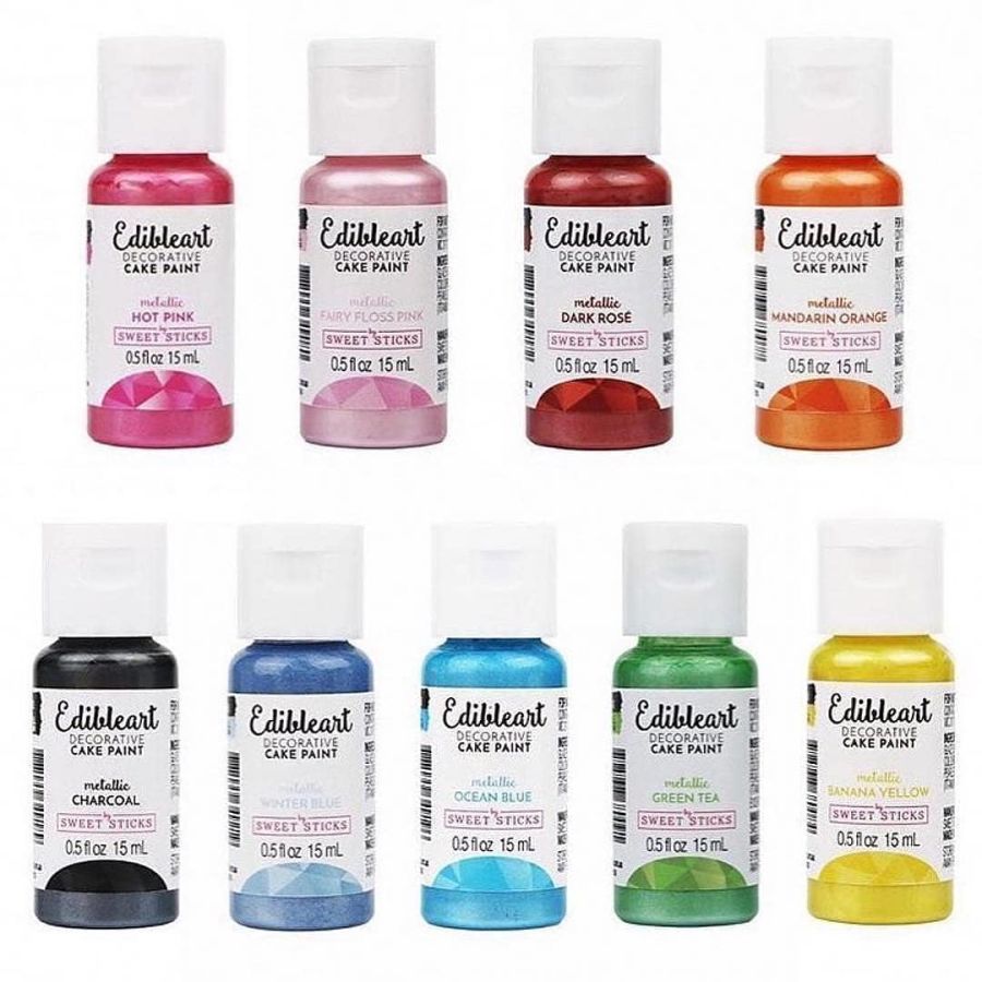 9 NEW Metallic Edible Art Paint Set