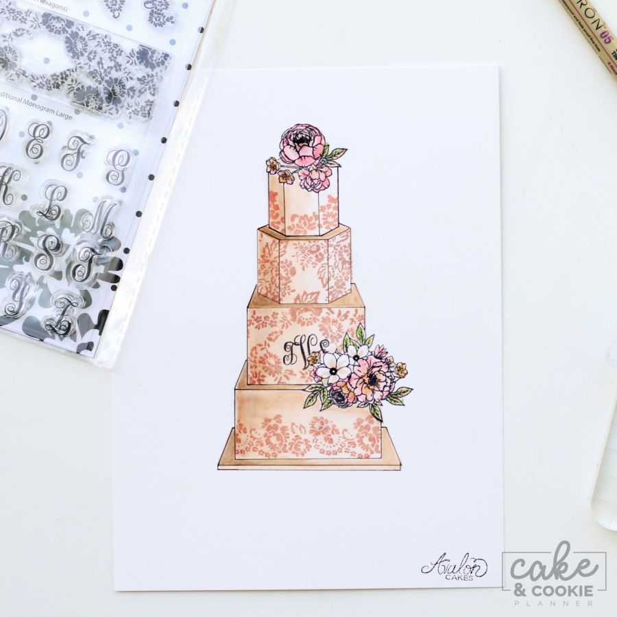 Lace & Monograms Stamp - Cake Sketching Stamps