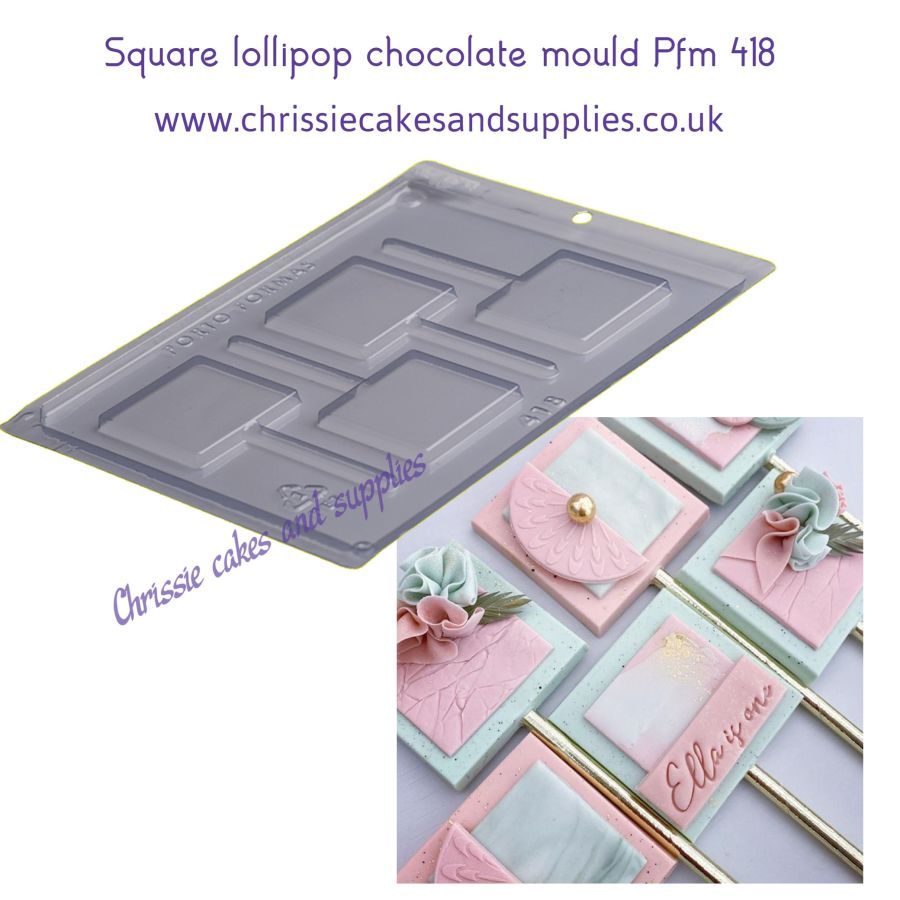 Portoformas Square lollipop chocolate mould Pfm 418