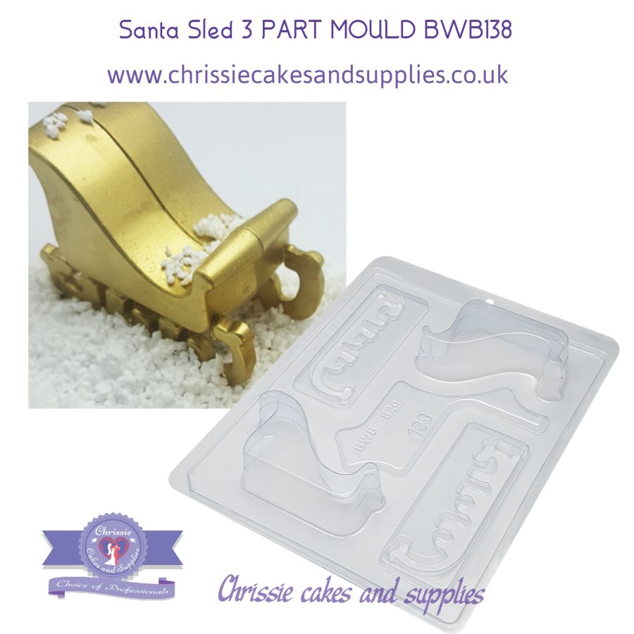 Santa Sled 3 part chocolate mould - BWB 138