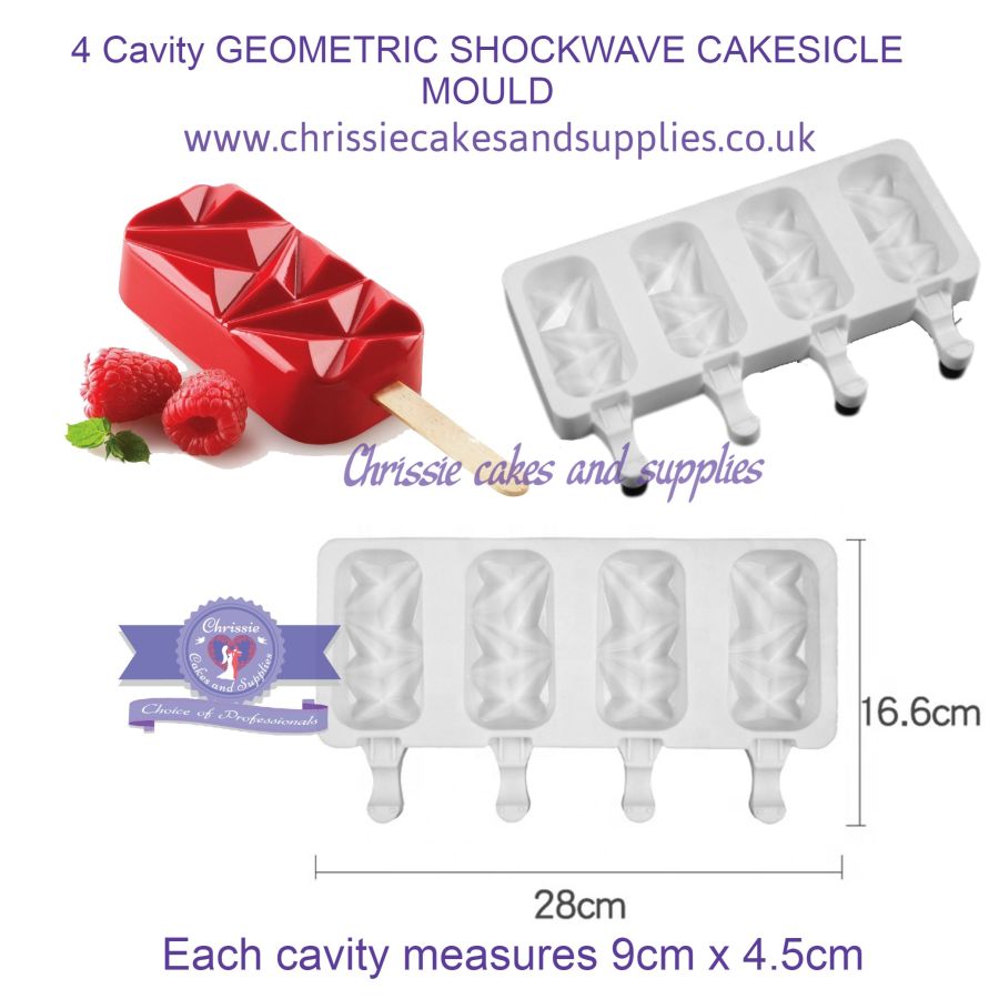 4 Cavity GEOMETRIC SHOCKWAVE CAKESICLE MOULD