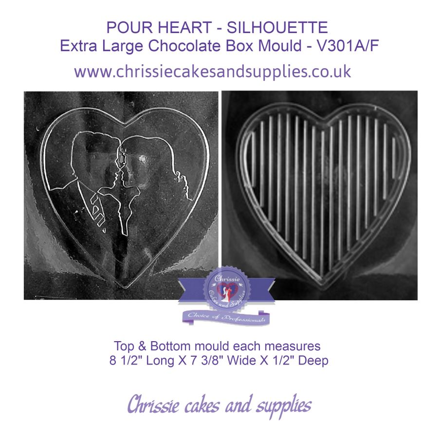 SILHOUETTE HEART POUR BOX - Extra Large Chocolate Box Mould