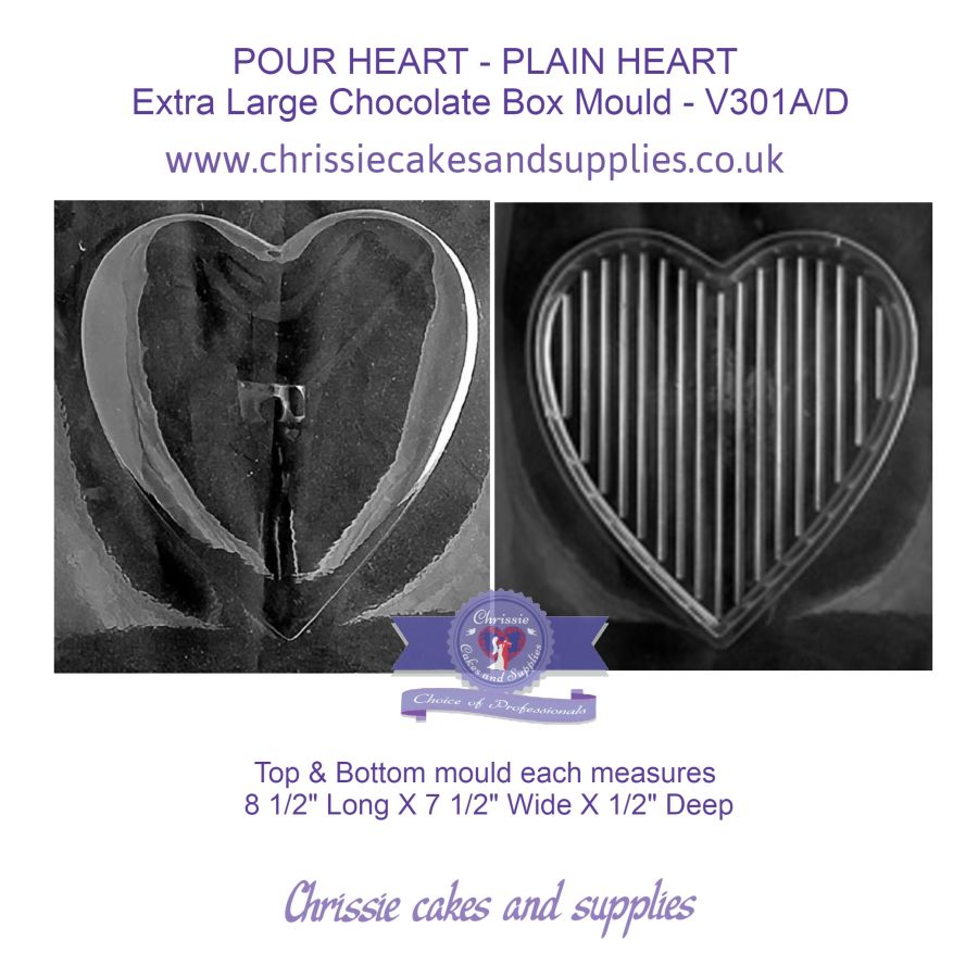 PLAIN HEART POUR BOX - Extra Large Chocolate Box Mould