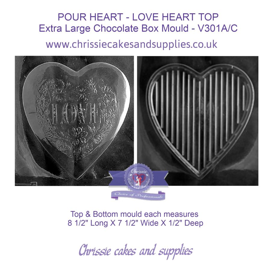 LOVE HEART TOP POUR BOX - Extra Large Chocolate Box Mould