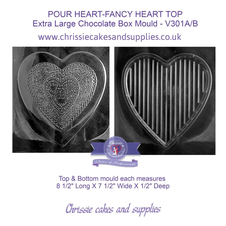 FANCY HEART TOP POUR BOX - Extra Large Chocolate Box Mould -
