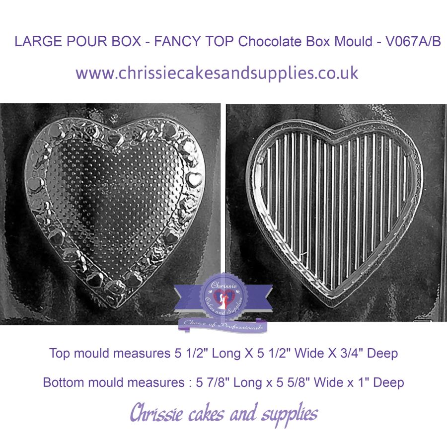 LARGE HEART POUR BOX - FANCY TOP Chocolate Box Mould