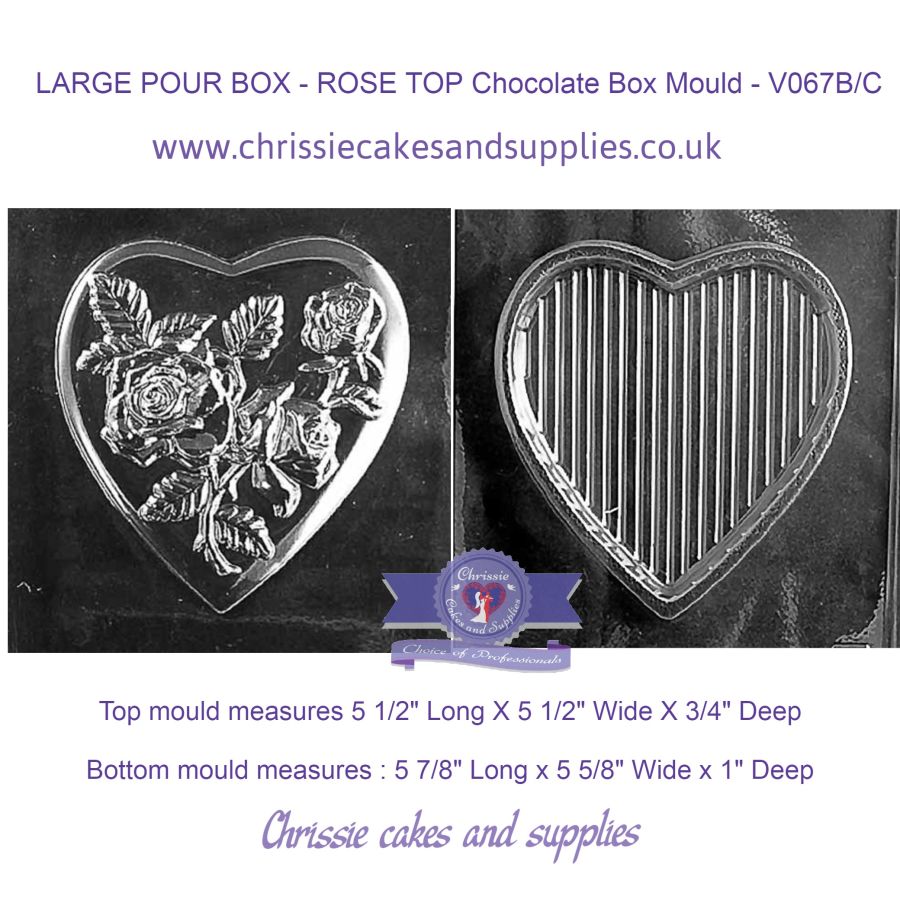 LARGE HEART POUR BOX - ROSE TOP Chocolate Box Mould