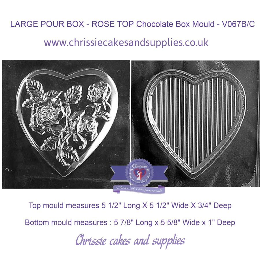 ROSE TOP LARGE HEART POUR BOX -Chocolate Box Mould