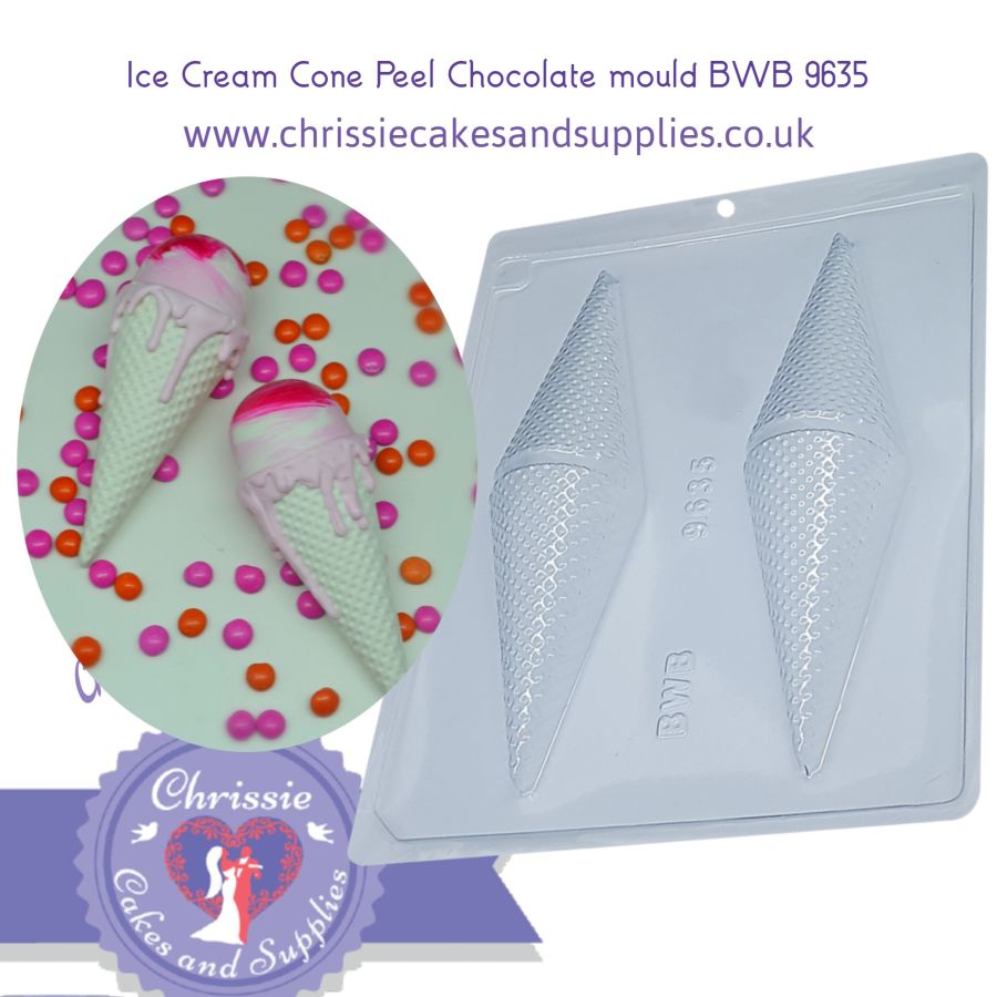 Ice Cream Cone Peel Chocolate 3 part Mould - BWB 9635