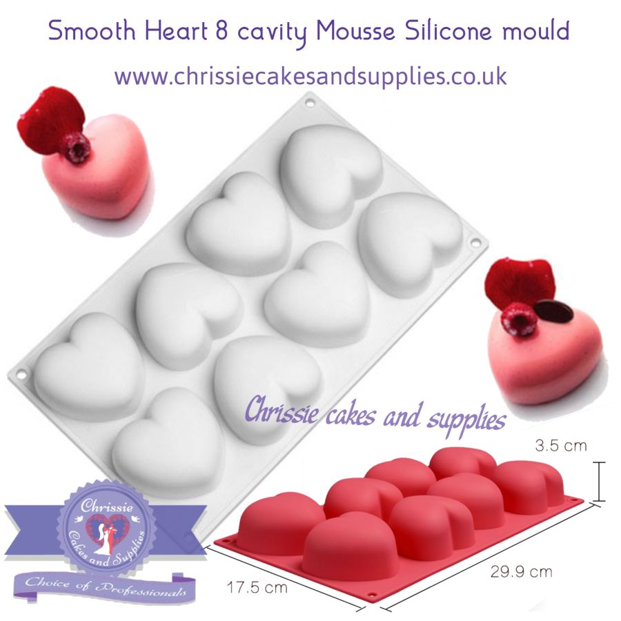 Smooth Heart 8 cavity Mousse Silicone mould