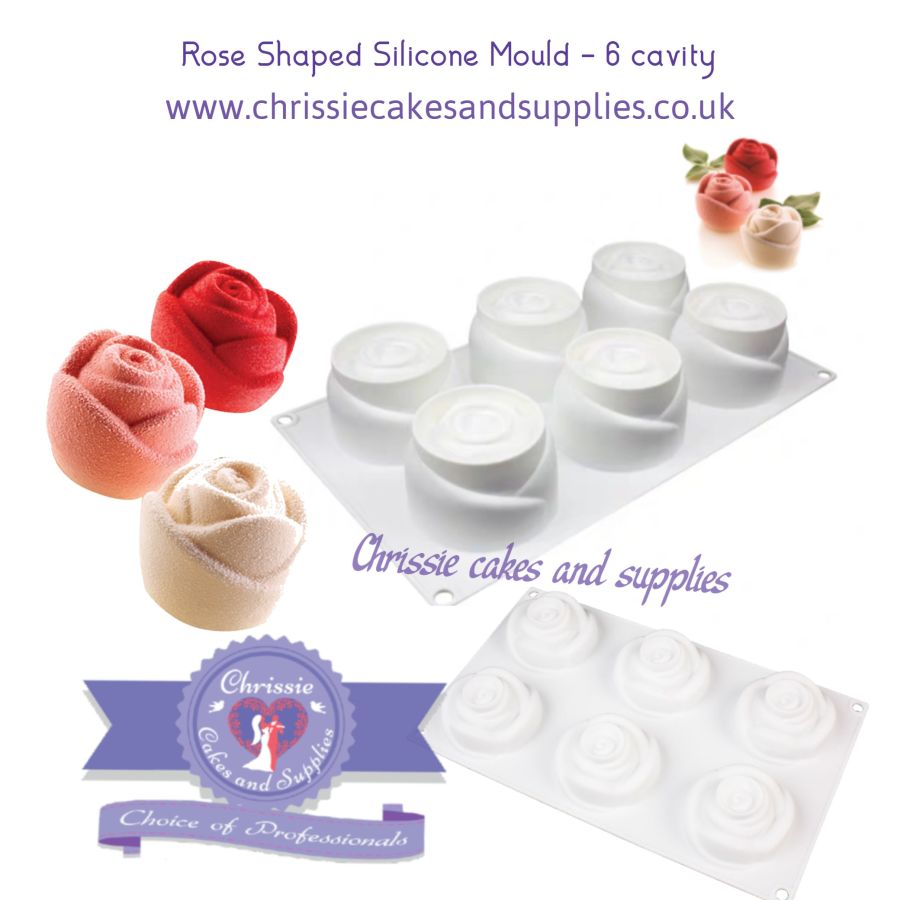 Rose Shaped Silicone Mould - 6 cavity