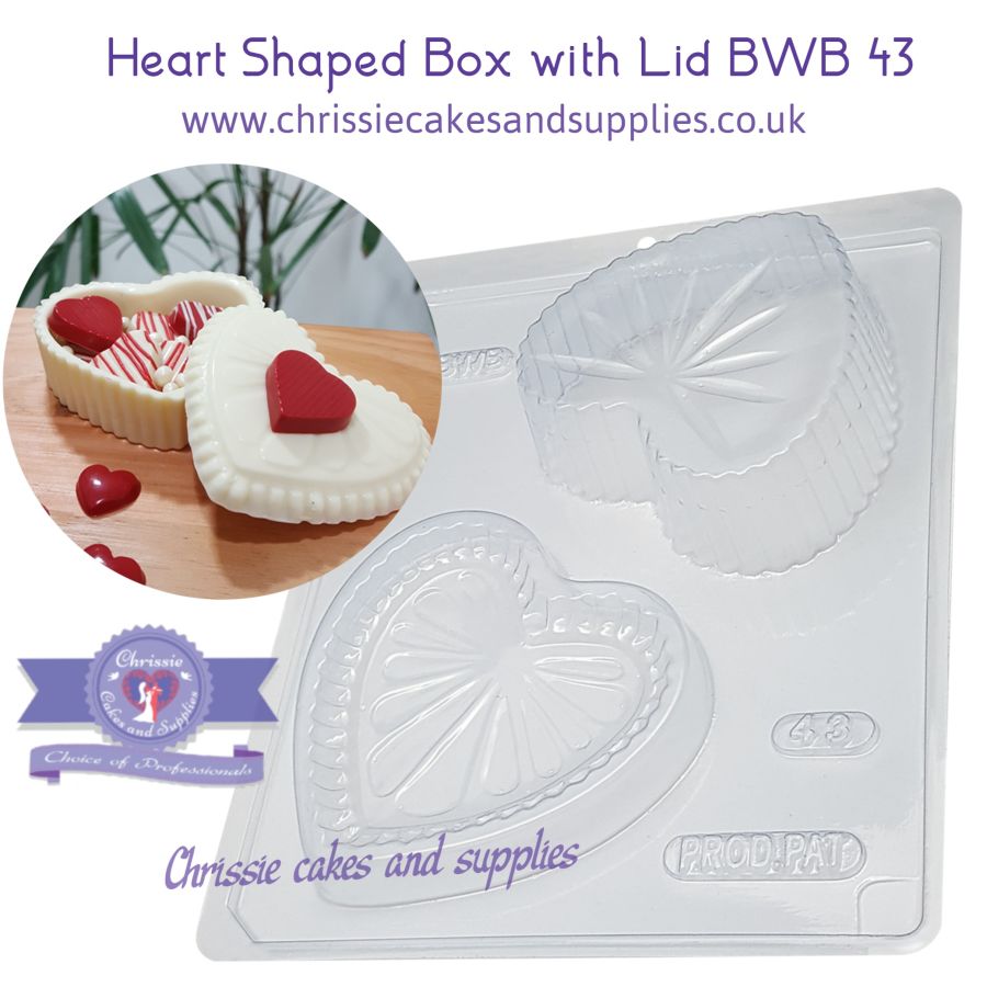Heart Box with Lid - 3 Part Chocolate Mould - Bwb 43