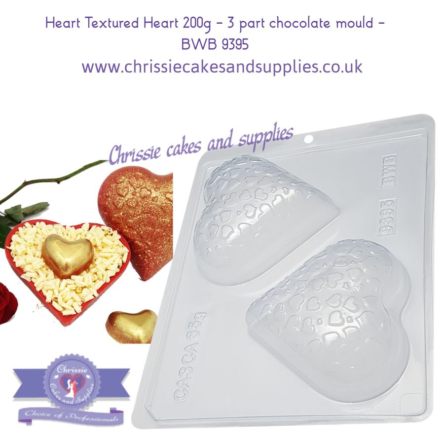 Heart Textured Heart 200g - 3 part chocolate mould - BWB 9395