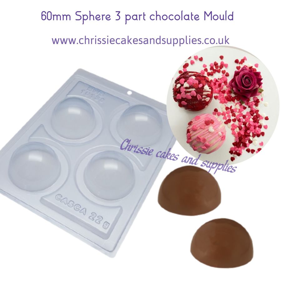 60mm Sphere Ball 3 part Chocolate Mould