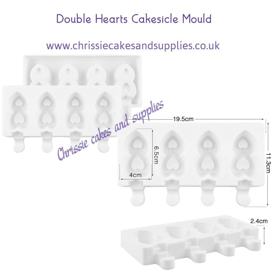 Double Hearts Cakesicle Mould - 4 Cavity