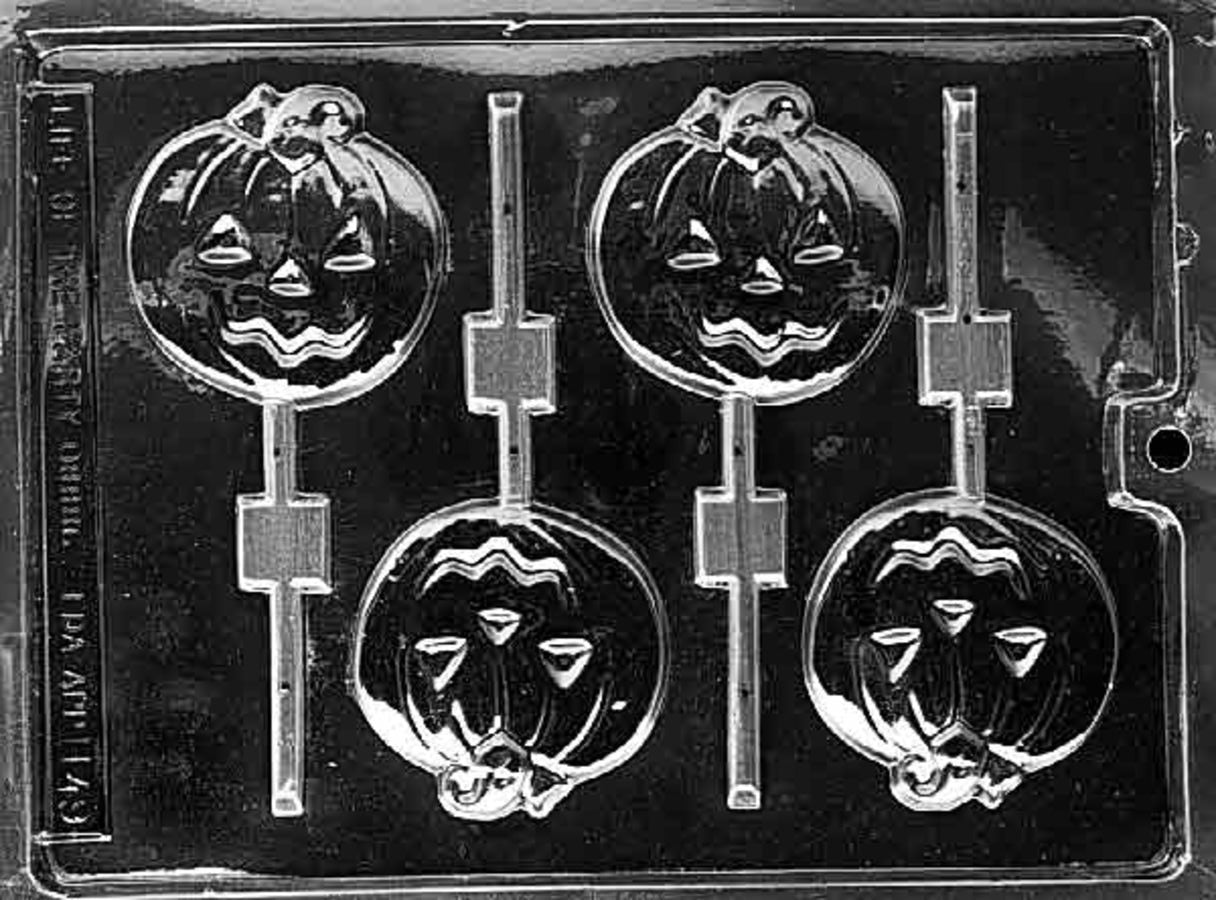 MEDIUM FLAT PUMPKIN JACK O LANTERN LOLLY CHOCOLATE MOULD