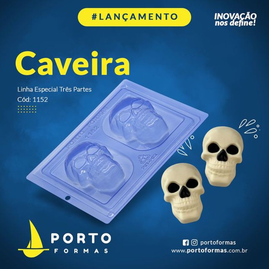 SKULL 3 part Chocolate Mould - PFM 1152