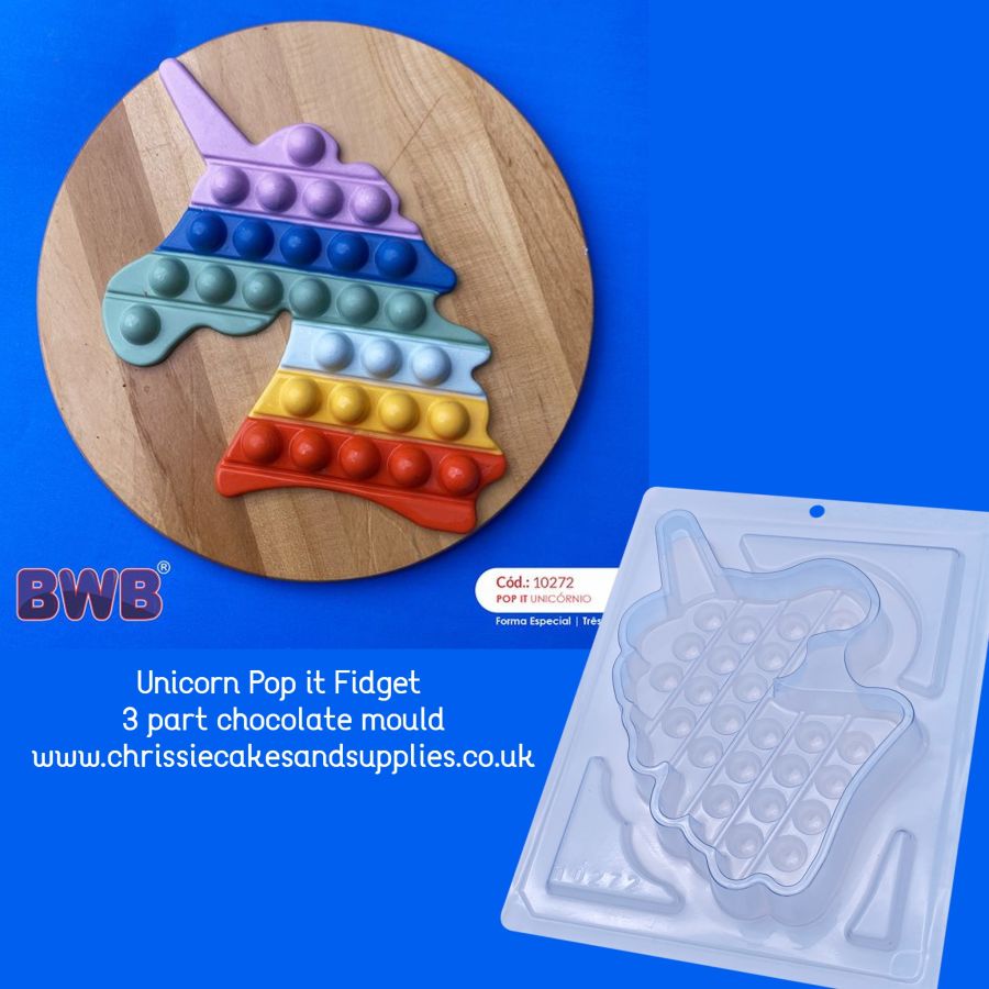 Bwb 10272 - Unicorn Pop It Fidget 3 Part Chocolate Mould