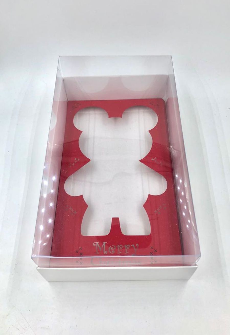 Large Bear Clear Lid Christmas Gift Box - Pack of 5