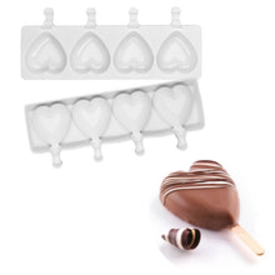 4 Cavity Heart Cakesicle Popsicle Mould
