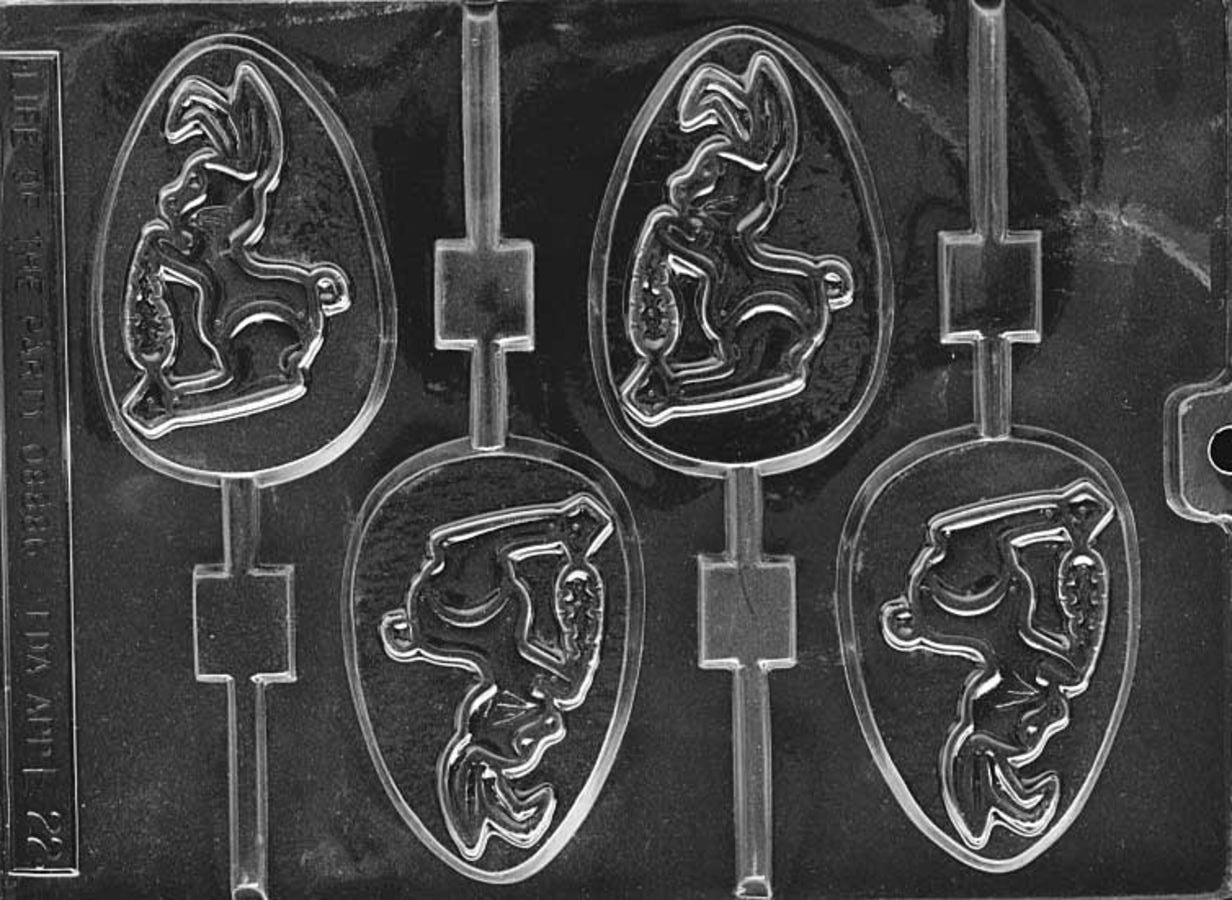 RABBIT ON EGG LOLLY CHOCOLATE MOULD