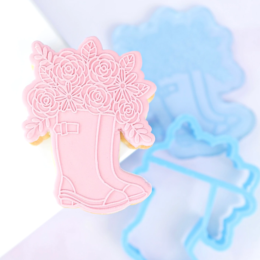 OUTBOSS STAMP N CUT - FLORAL WELLINGTON BOOTS