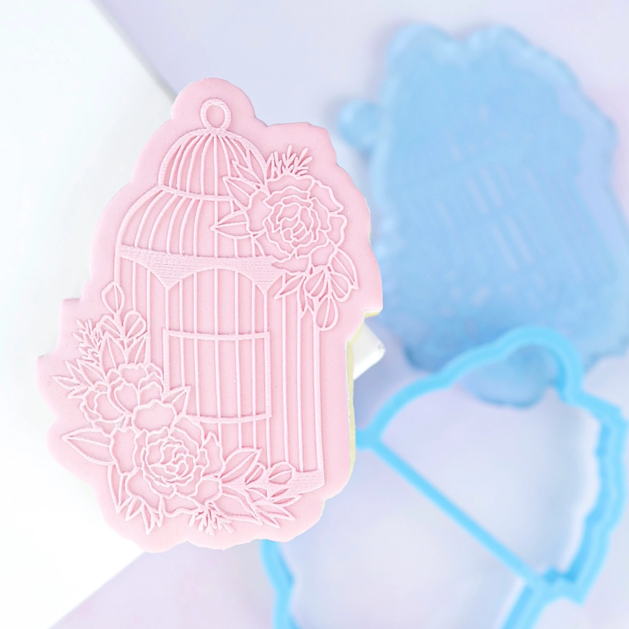 OUTBOSS STAMP N CUT - FLORAL BIRDCAGE