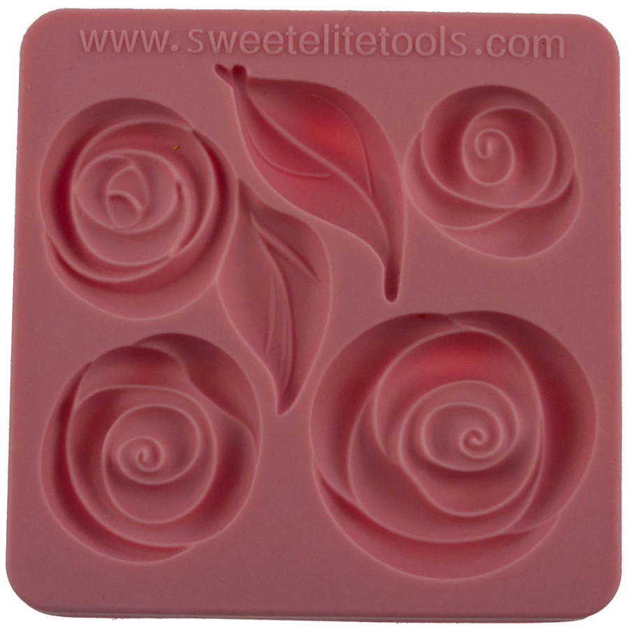 Sweet Elite Pouf Roses and Leaves Silicone Mould