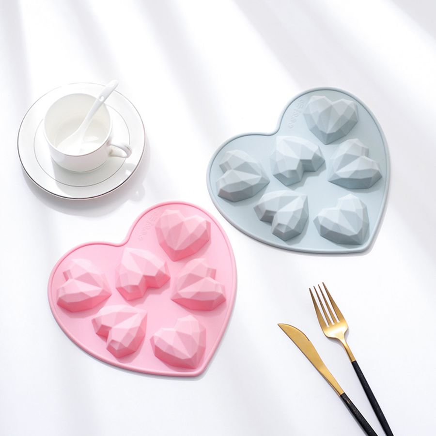Midi Geometric Diamond Heart 6 Cavity Cakesicle SIlicone Mould