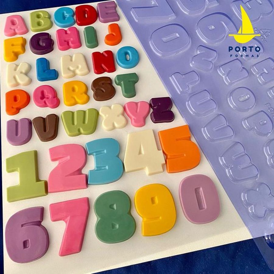 Funky Alphabet and Numbers Chocolate Mould