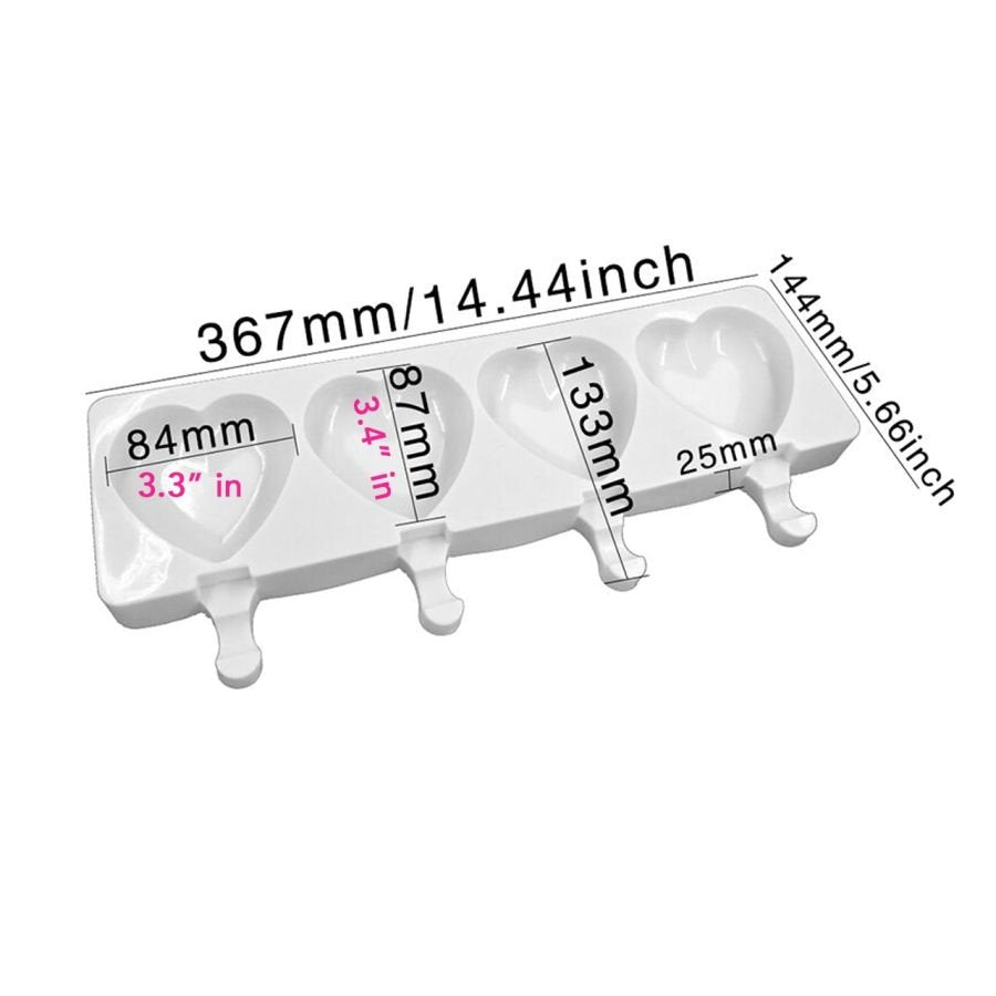 4 Cavity Heart Cakesicle Popsicle Mould