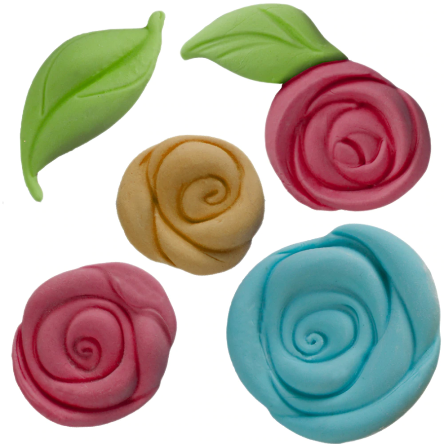 Sweet Elite Pouf Roses and Leaves Silicone Mould