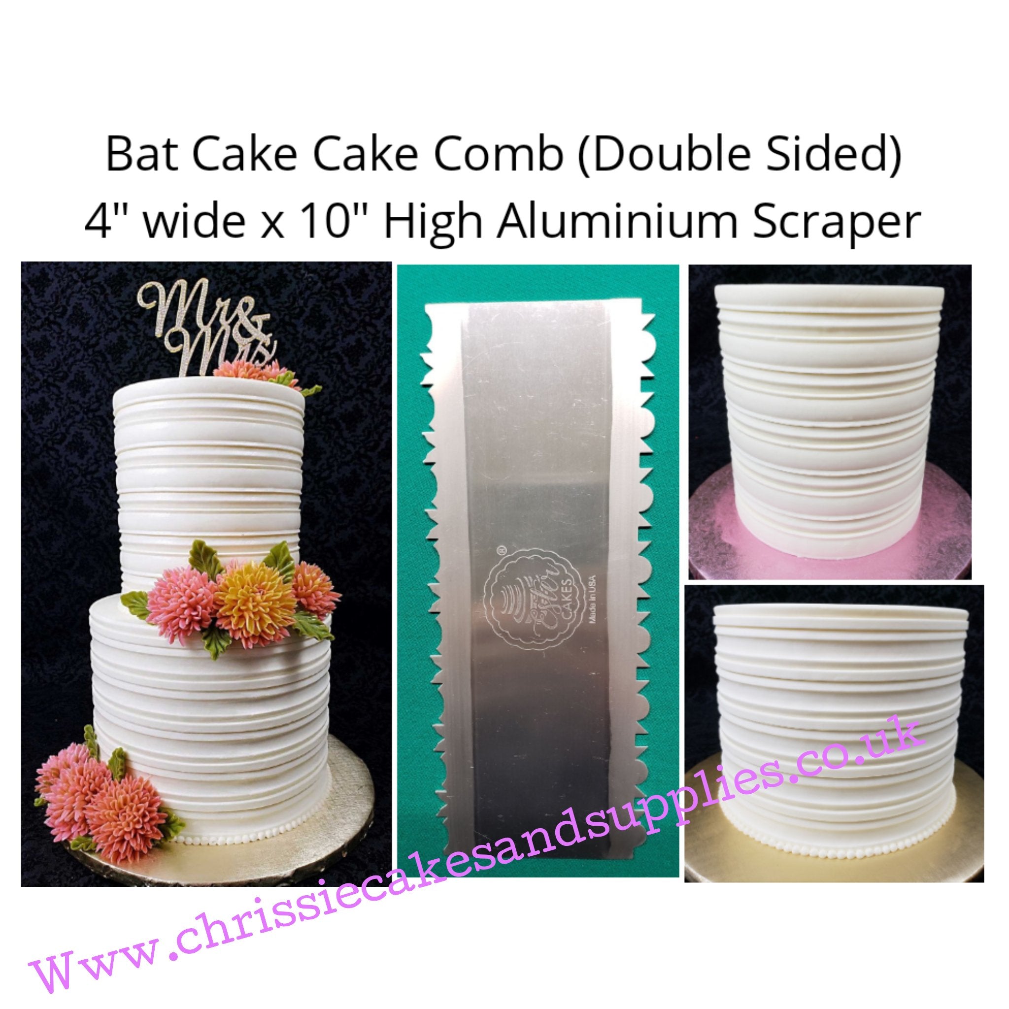 Bat Cake Comb Double sided 10" Tall Metal Scraper