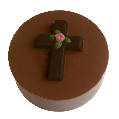 CROSS WITH ROSE ROUND SANDWICH COOKIE CHOCOLATE MOULD