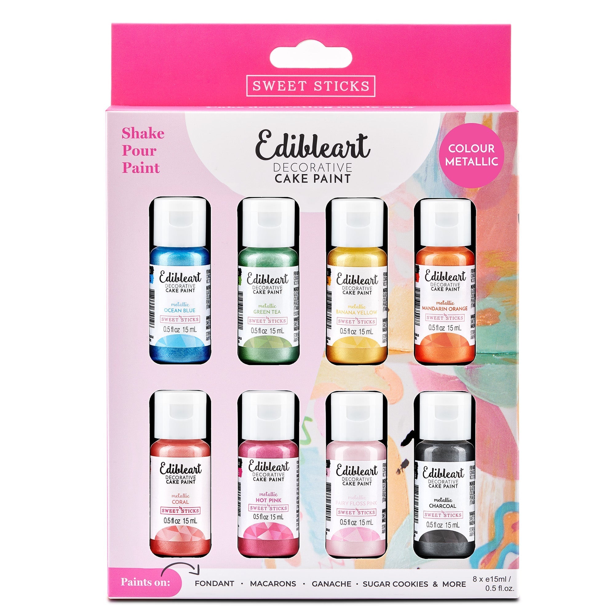 Edible Art Paint - Colour Metallic Set - 8 pack